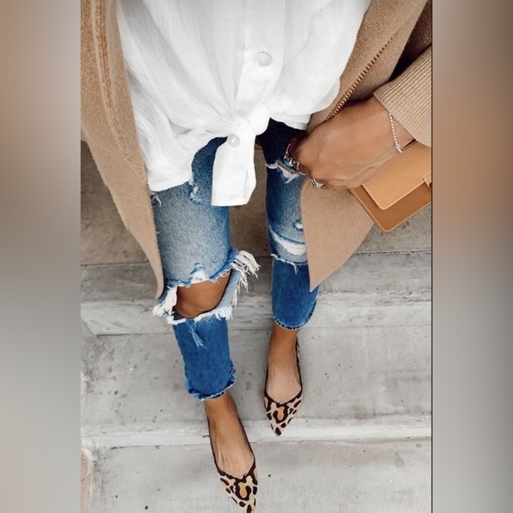 Leopard Print Pointed Toe Flats 7.5 - Picture 10 of 11